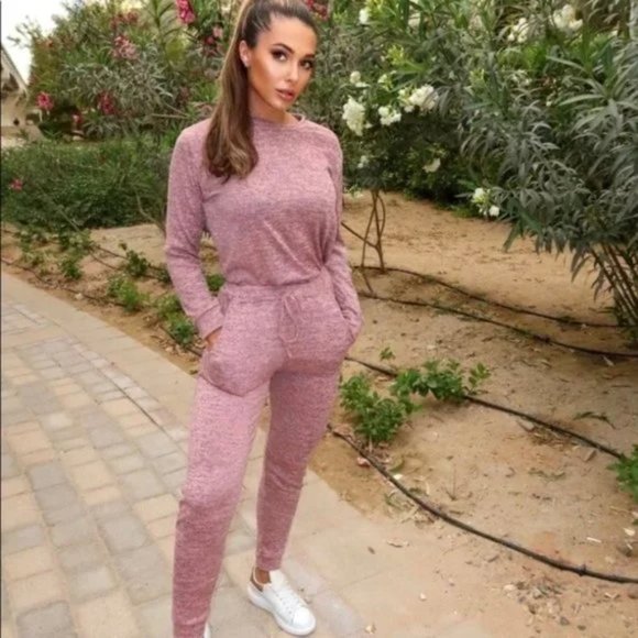 High Waist Straight Leg Jogger Pants with Belt in Pink